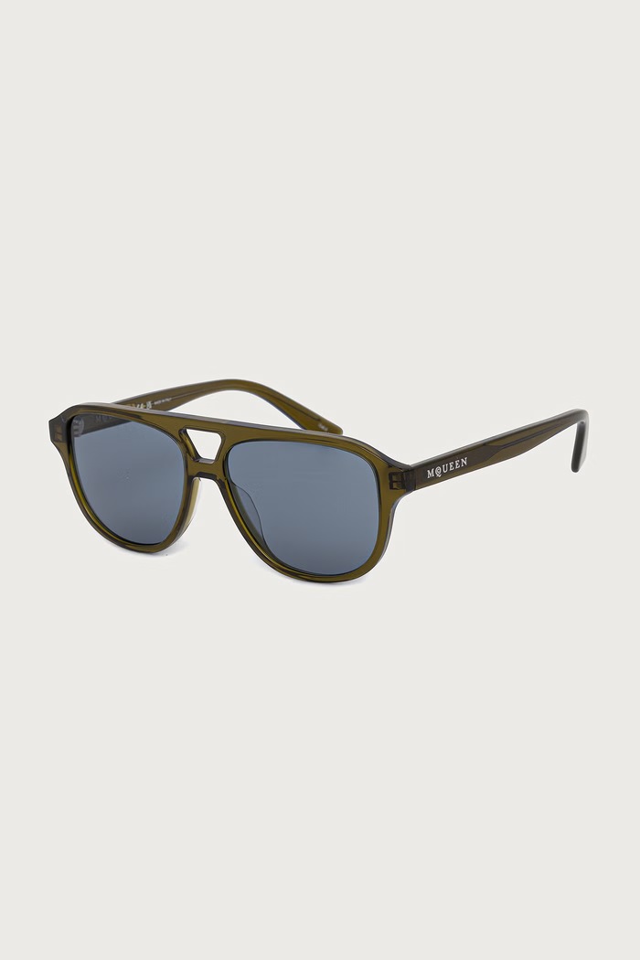 Alexander McQueen Okulary przeciwsłoneczne pilotki męskie zielony AM0573S