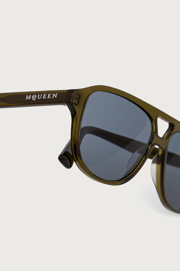 Akcesoria Alexander McQueen Okulary przeciwsłoneczne pilotki męskie AM0573S zielony
