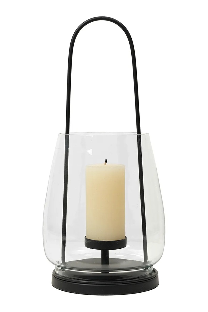 Broste Copenhagen Lampion dekoracyjny ze szkła 13,5 x 33 cm 77510015 czarny AW26