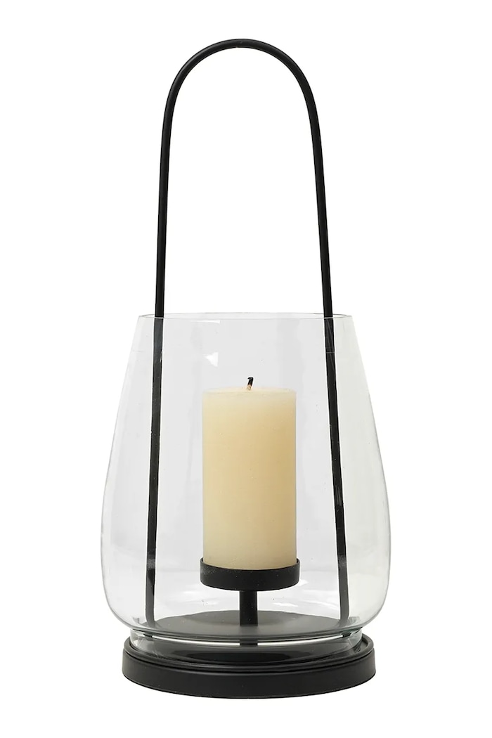 Broste Copenhagen Lampion dekoracyjny ze szkła 13,5 x 33 cm 77510015 czarny AW26