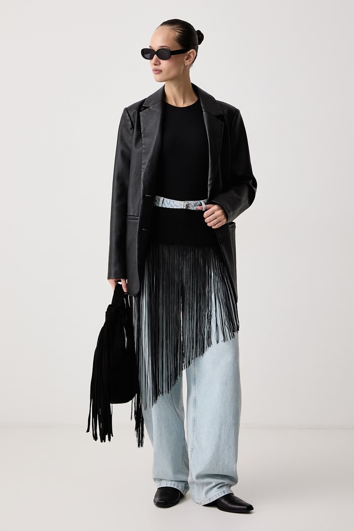 Mos Mosh Pasek wiązany damski Birdie 184230 czarny AW26