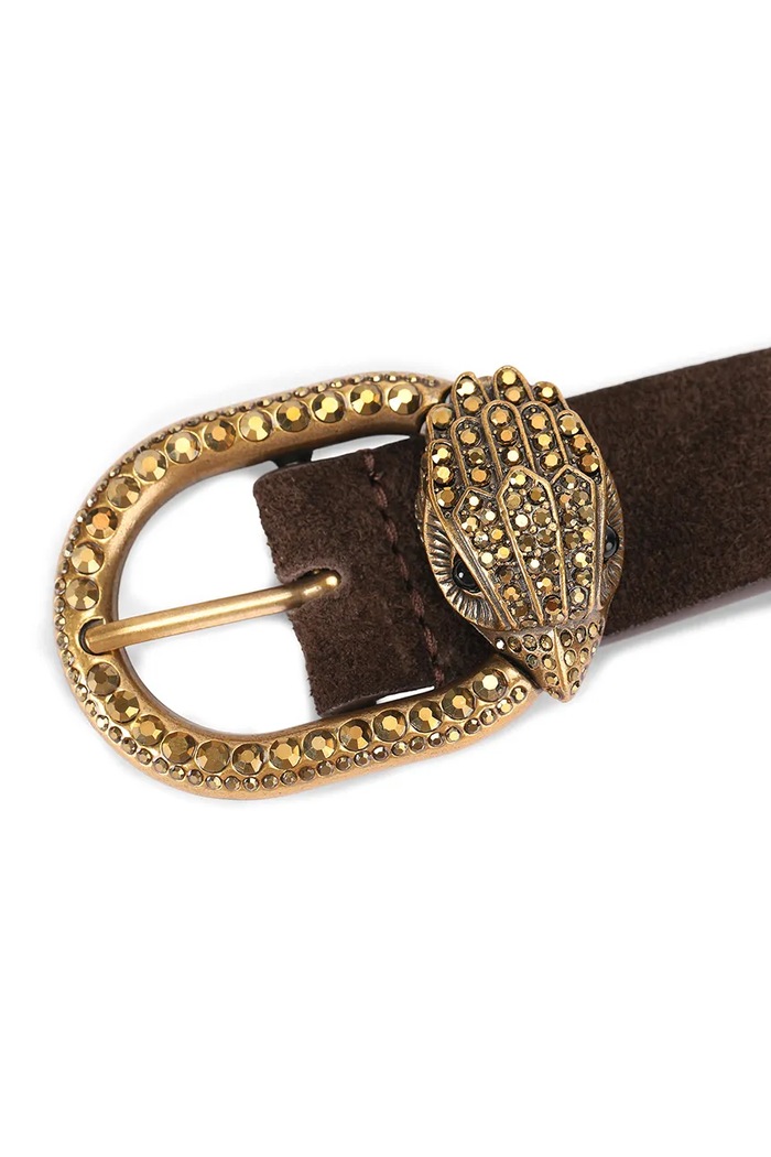 Akcesoria Kurt Geiger London Pasek damski zamszowy Mayfair 5257830209 brązowy