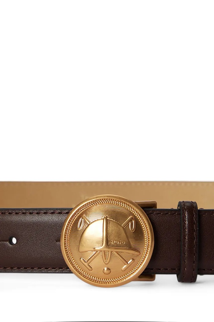 Polo Ralph Lauren Pasek damski skórzany 429P24267 brązowy AW26