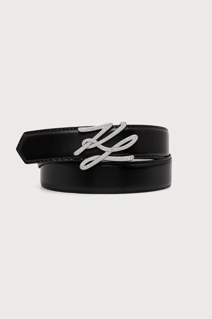 Karl Lagerfeld Двустранен колан дамски от кожа черен B4W33023