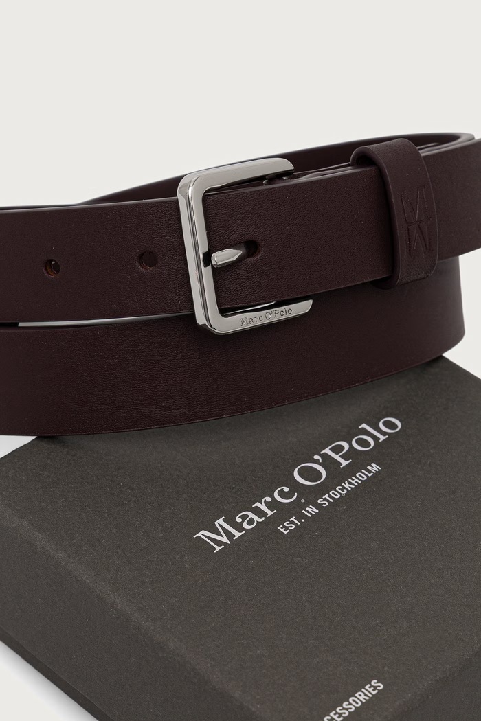 Marc O'Polo Pasek damski skórzany 5000014503 bordowy AW26