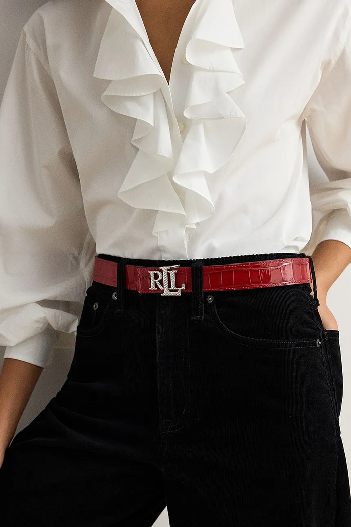 Pasek dwustronny damski skórzany Lauren Ralph Lauren 412P18557 czerwony