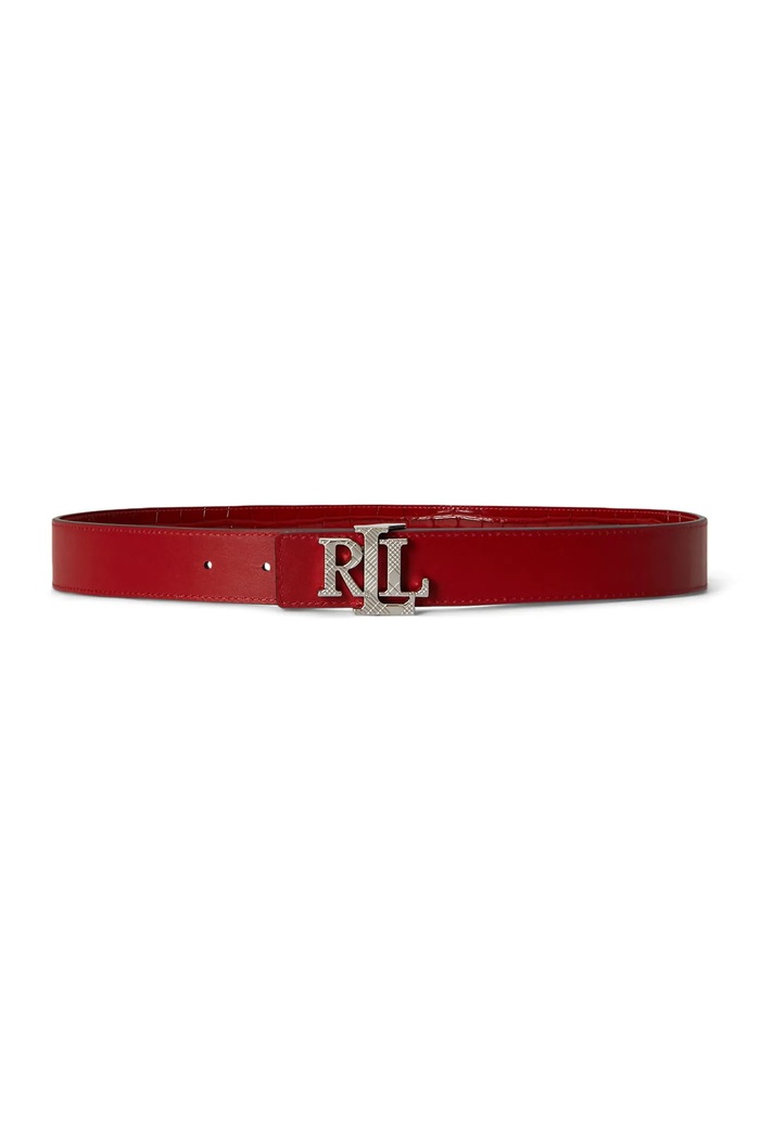 Lauren Ralph Lauren Pasek dwustronny damski skórzany 412P18557 czerwony AW26