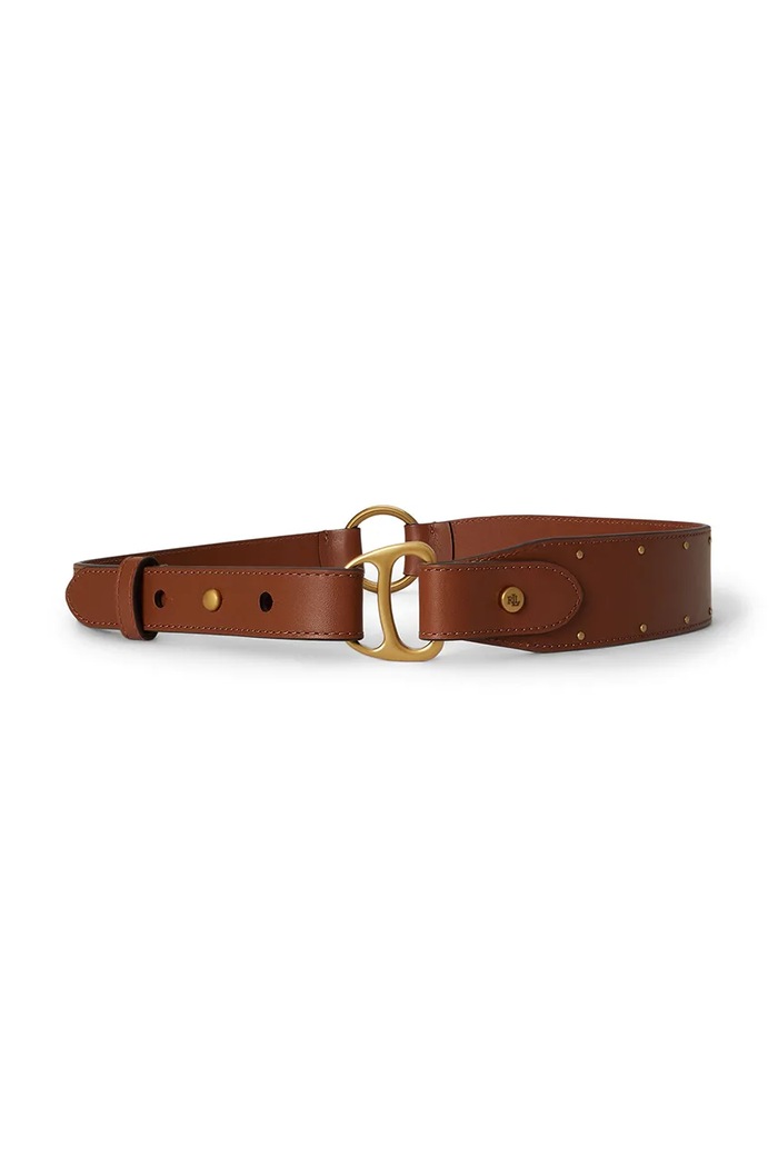 Lauren Ralph Lauren Szeroki pasek damski skórzany brązowy 412P18707