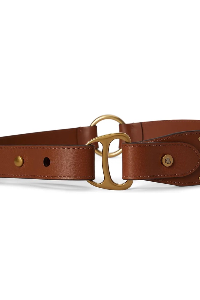 Lauren Ralph Lauren Szeroki pasek damski skórzany 412P18707 brązowy AW26