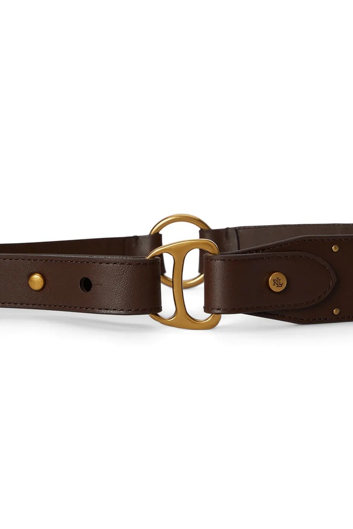 Lauren Ralph Lauren Szeroki pasek damski skórzany 412P18707 brązowy AW26