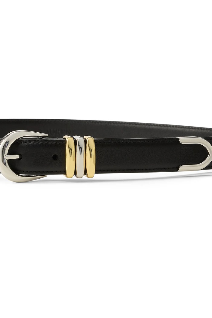 Lauren Ralph Lauren Pasek damski skórzany 412P16763 czarny AW26