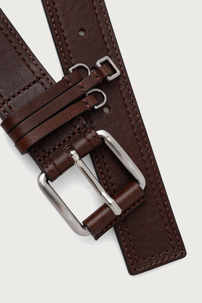 Max&Co. Pasek damski skórzany MCASALICE 2626506027200 brązowy AW26