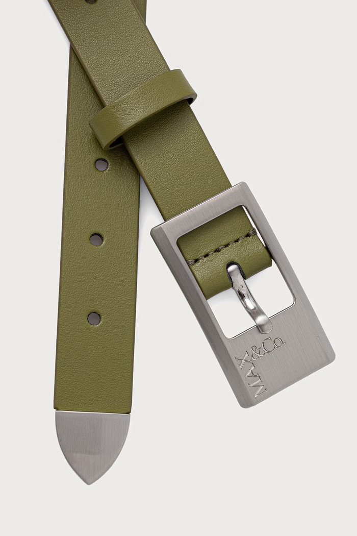 Max&Co. Pasek damski skórzany MCAGIOCO1 2626506017200 zielony AW26