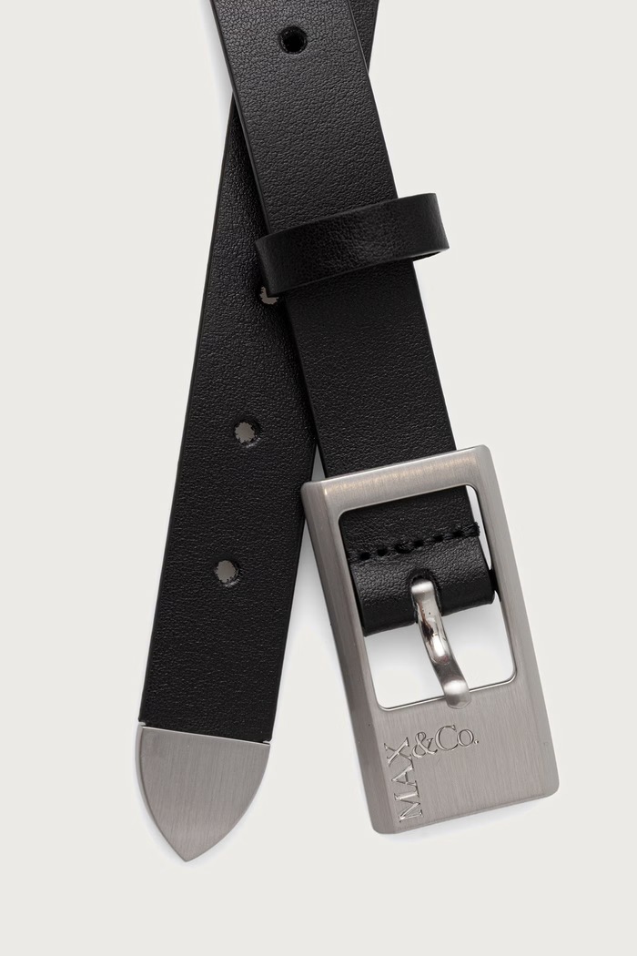 Max&Co. Pasek damski skórzany MCAGIOCO1 2626506017200 czarny AW26