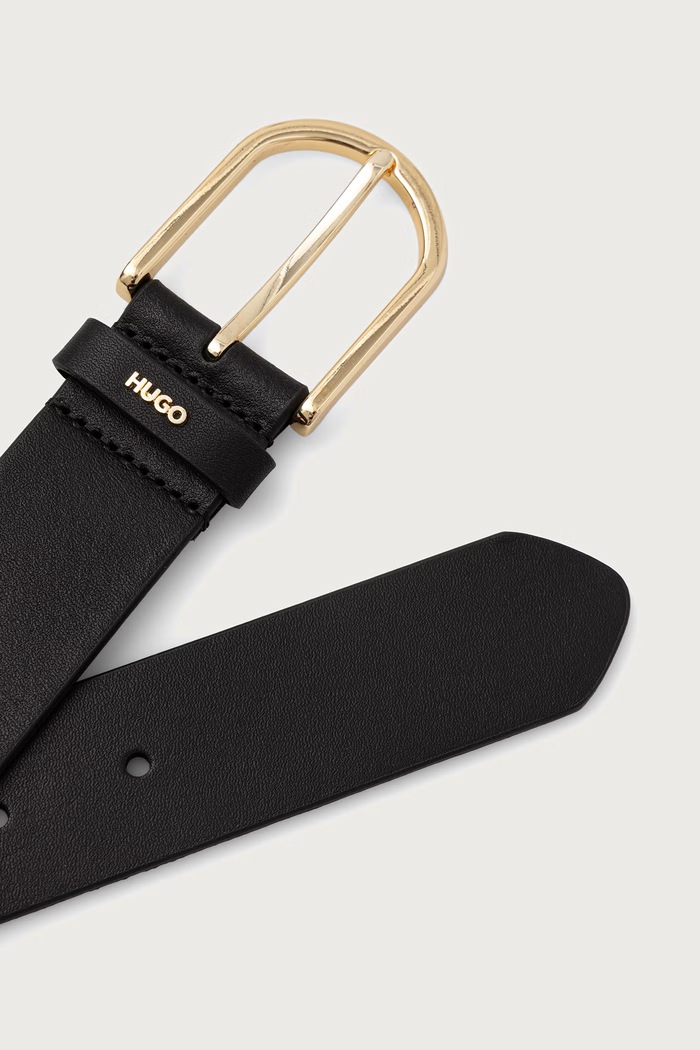 HUGO ζώνη γυναικεία δερμάτινη Zoey-G_Sz35 50568440 μαύρο AW26