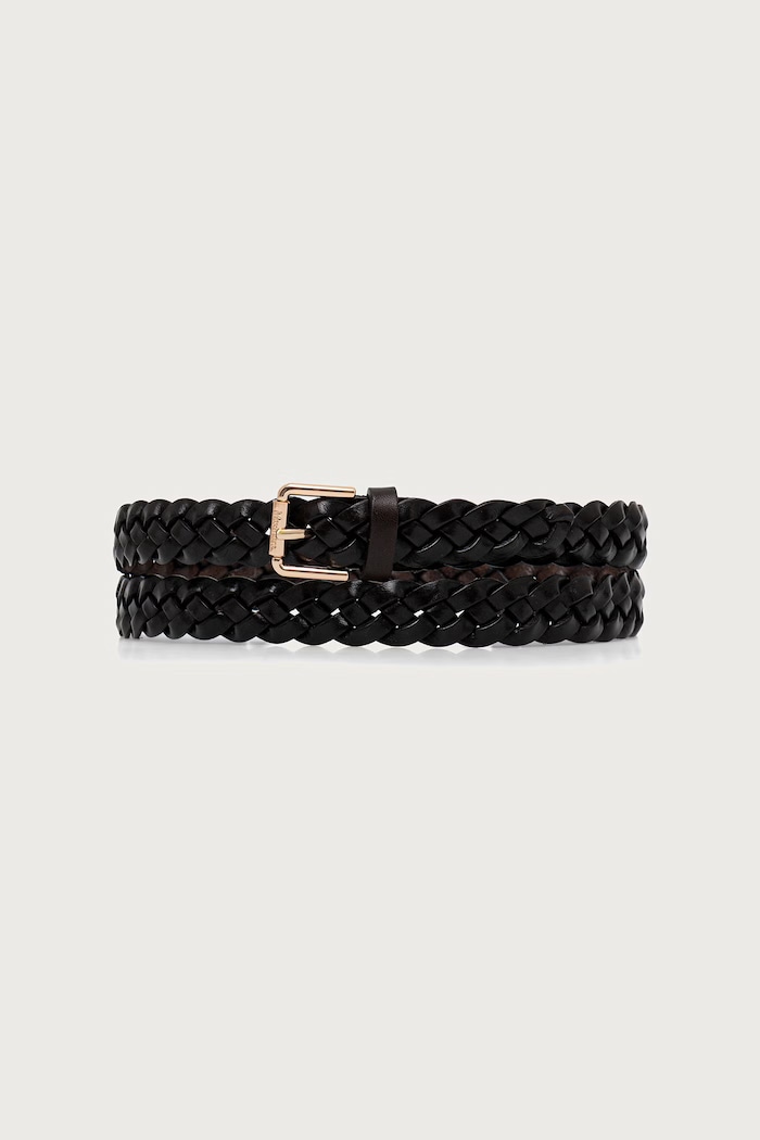 Max Mara pasek pleciony skórzany damski brązowy 2624506042600