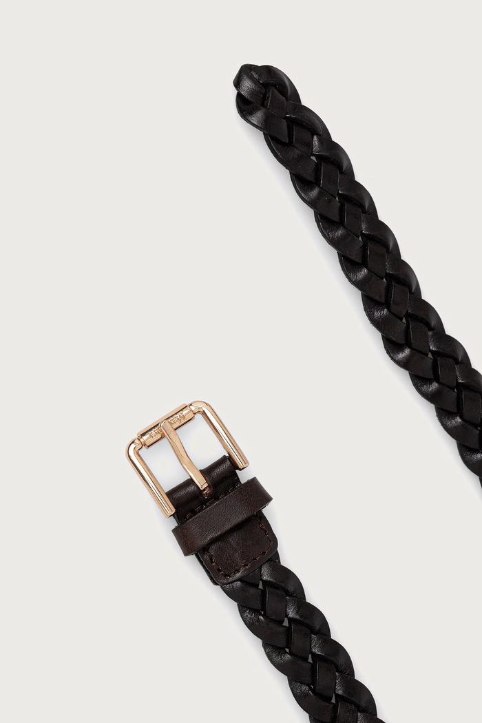 Max Mara pasek pleciony skórzany damski 2624506042600 brązowy AW26