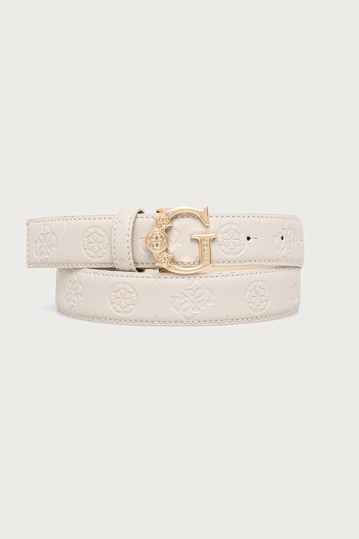 Guess pasek damski z imitacji skóry CARMELLA beżowy BW9501.P6430