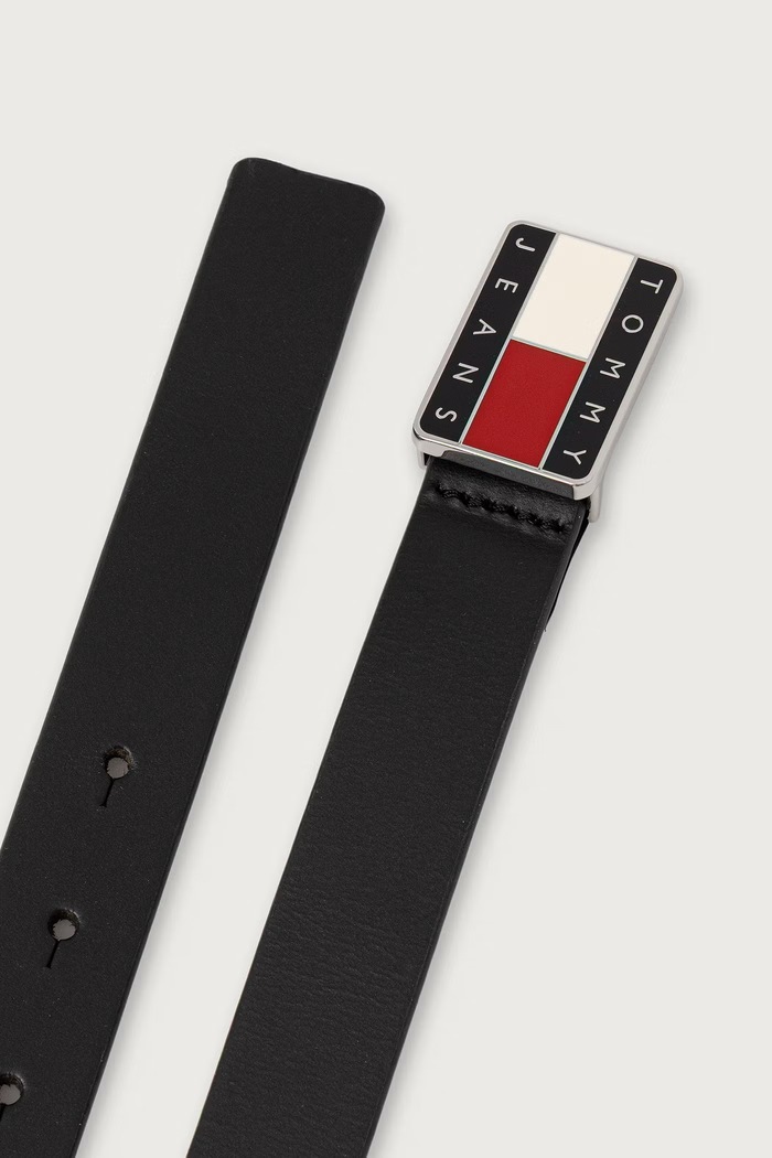 Tommy Jeans pasek damski skórzany AW0AW19301 czarny AW26