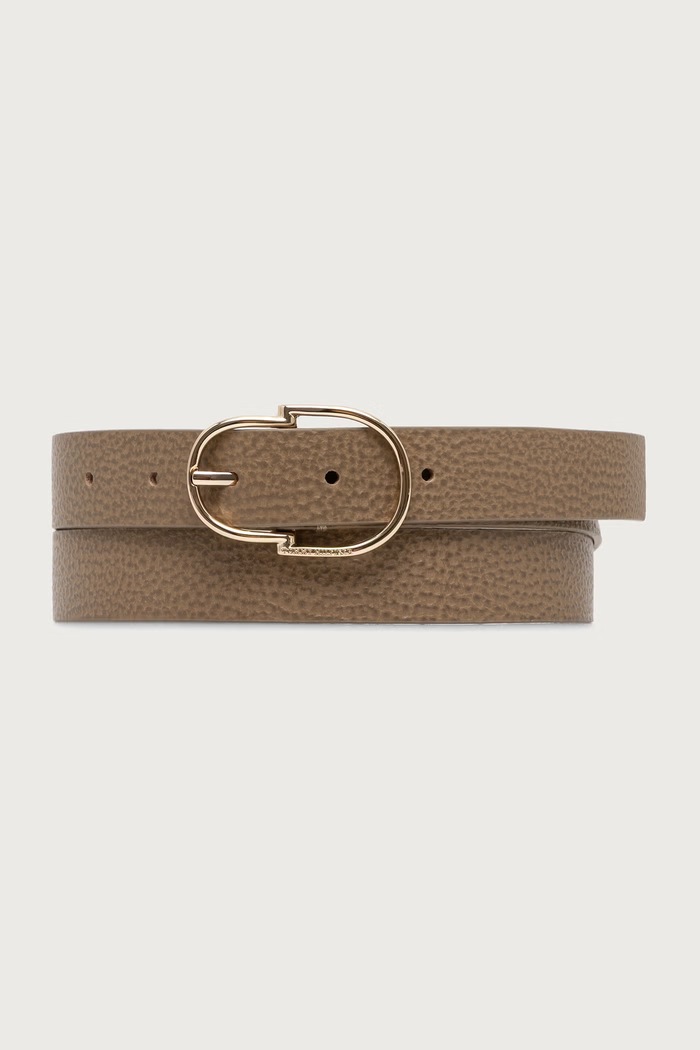 Tommy Hilfiger pasek damski skórzany beżowy AW0AW19145