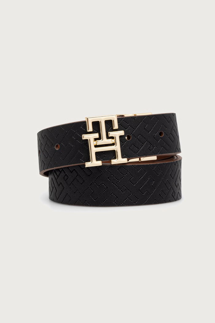 Tommy Hilfiger pasek dwustronny damski skórzany AW0AW19140 brązowy AW26