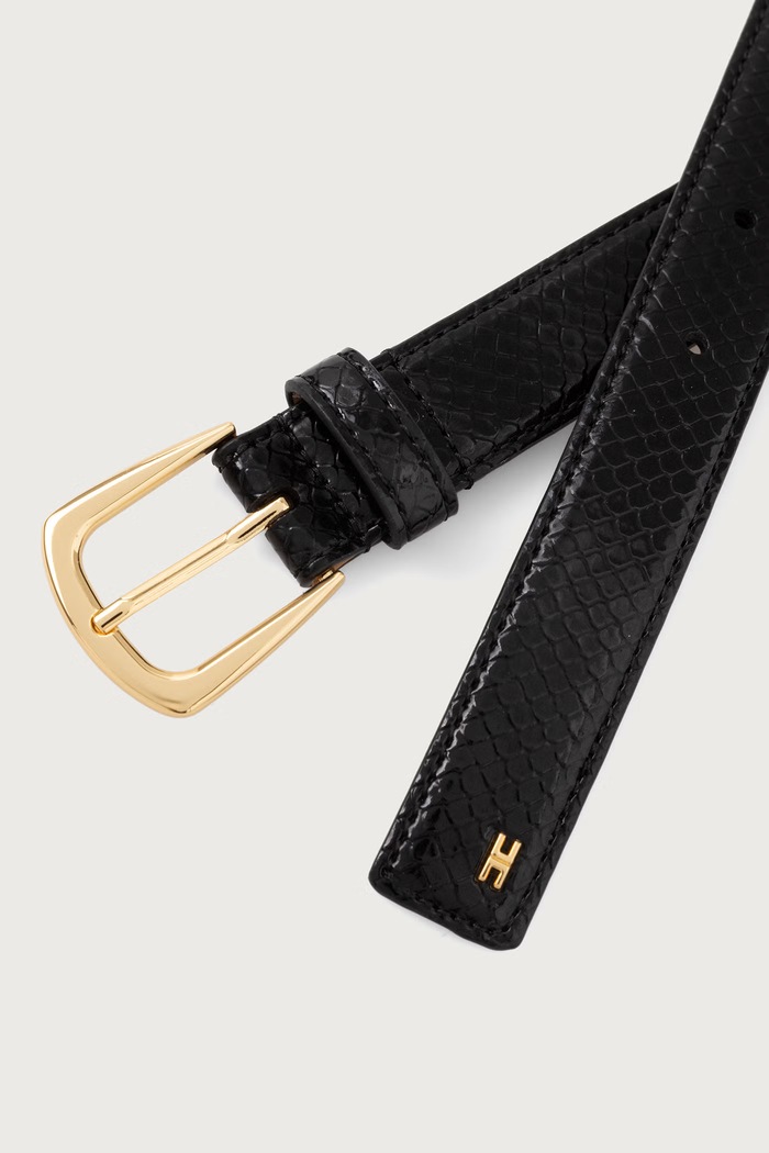 Elisabetta Franchi Pasek damski z imitacji skóry CT68S67E2 czarny AW26