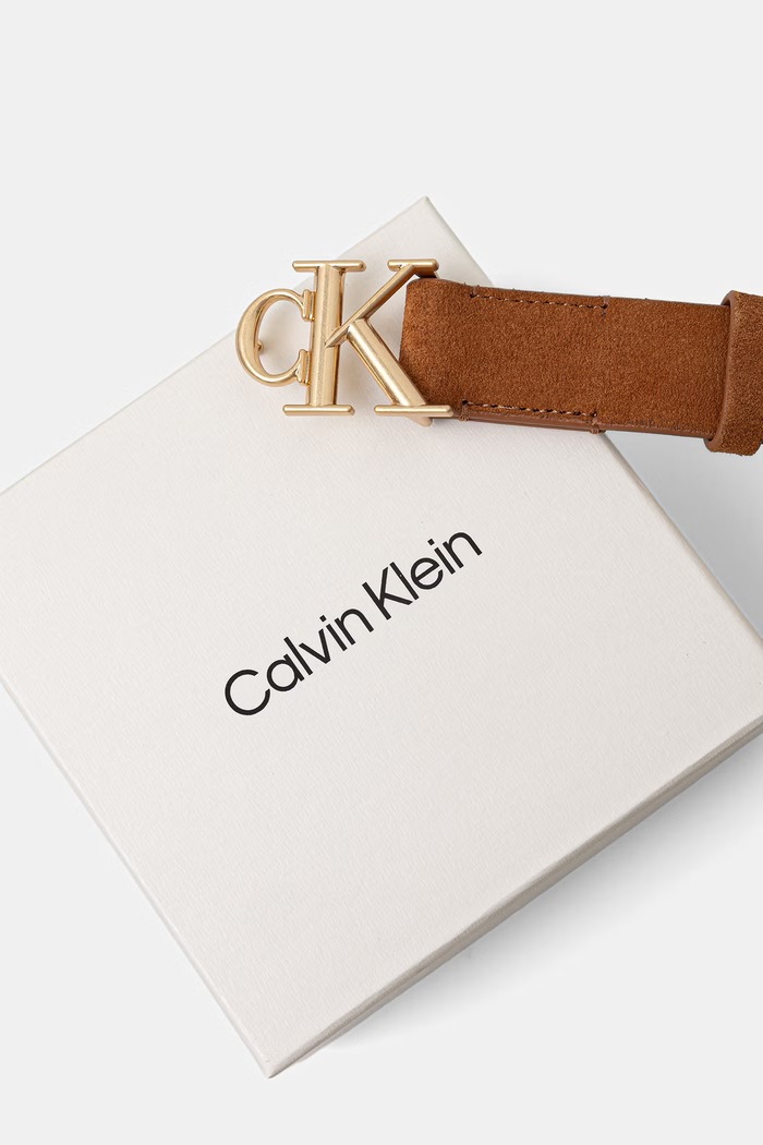 Akcesoria Calvin Klein pasek damski zamszowy LV04F7144G brązowy