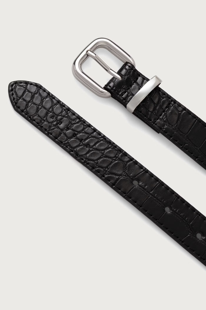 Sisley Pasek damski z imitacji skóry 60KHWL03P czarny AW26