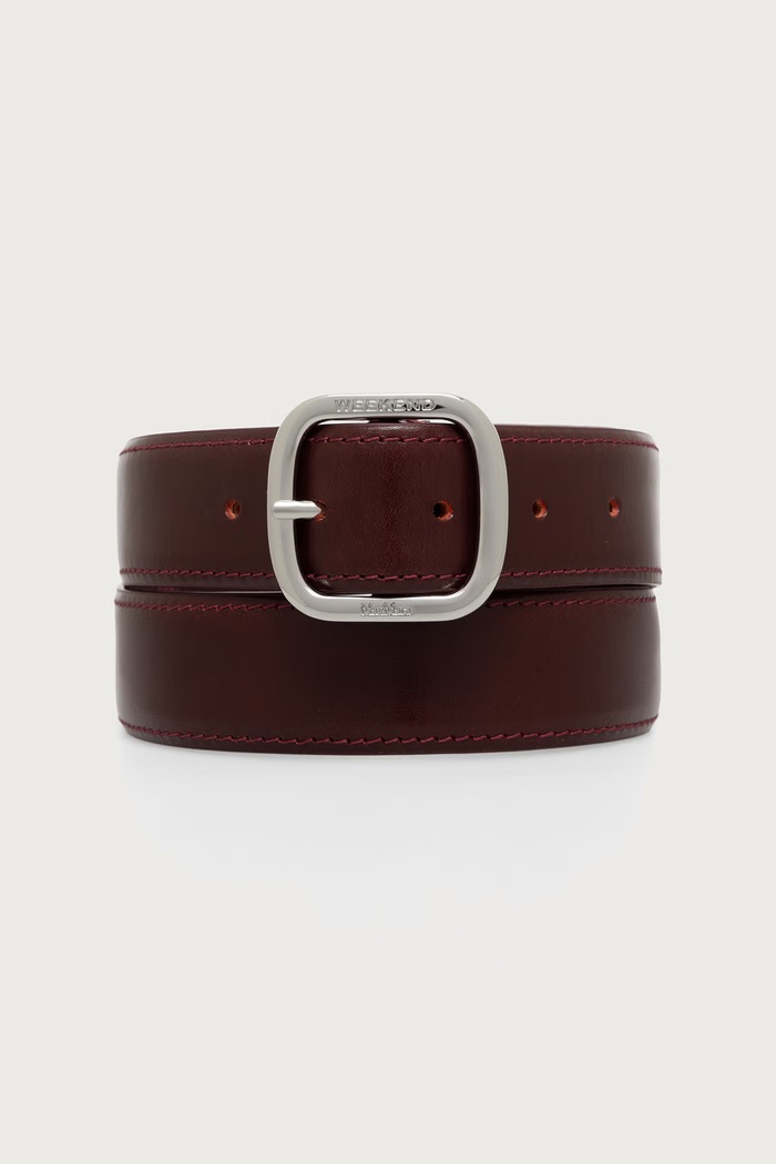 Weekend Max Mara Pasek damski skórzany WKAAEREO bordowy 2625506054600