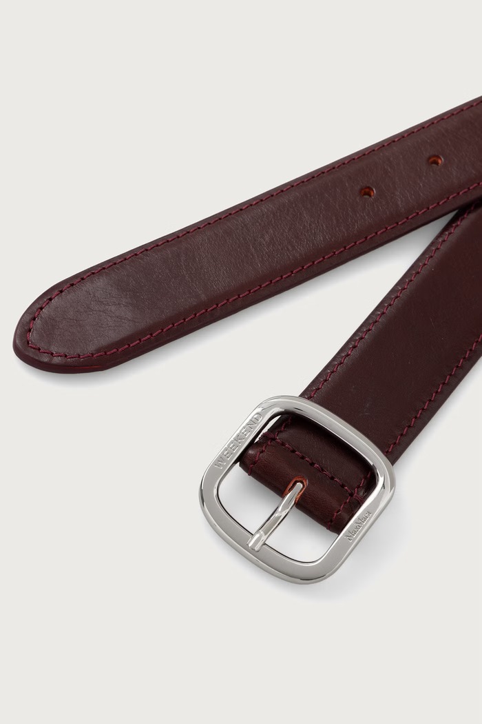 Weekend Max Mara Pasek damski skórzany WKAAEREO 2625506054600 bordowy AW26