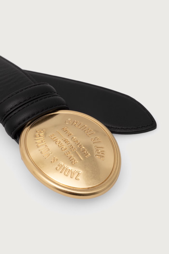 Zadig&Voltaire Remen za žene od kože COLTER LWBT01362 crna AW26