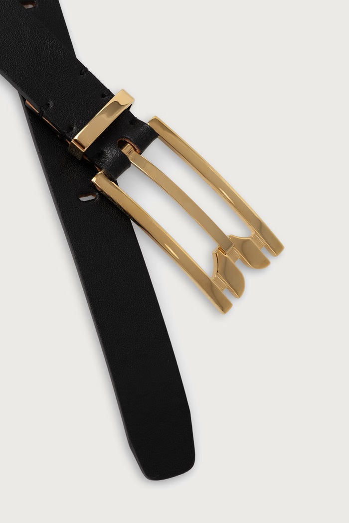 Victoria Beckham Pasek damski skórzany Dorian Pin Buckle B226AAC007499A czarny AW26