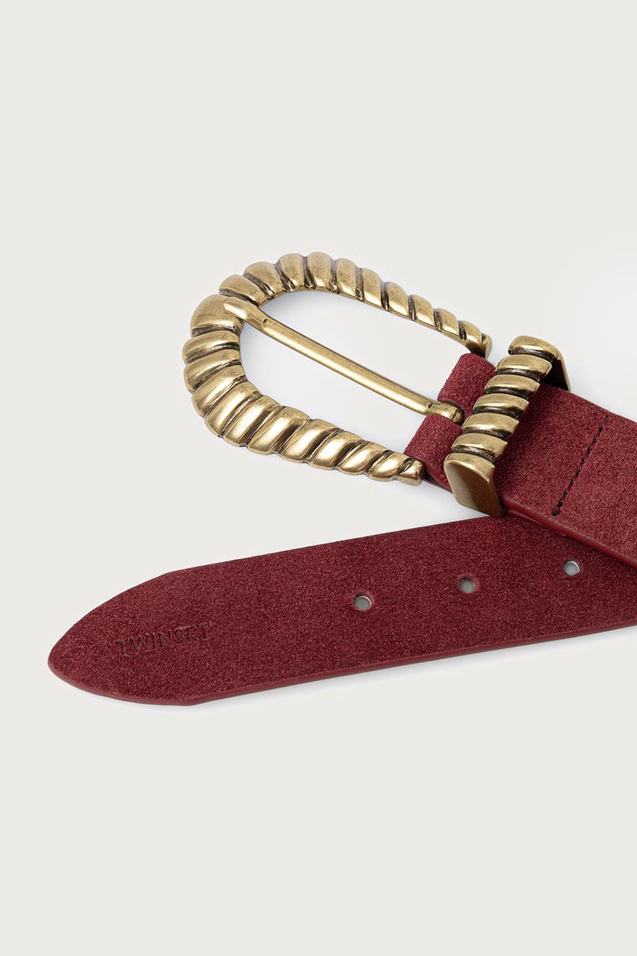 Twinset remen za žene od brušene kože 262TO5291 bordo AW26