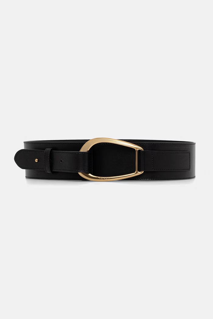 Twinset колан дамски от кожа черен 262TA4730