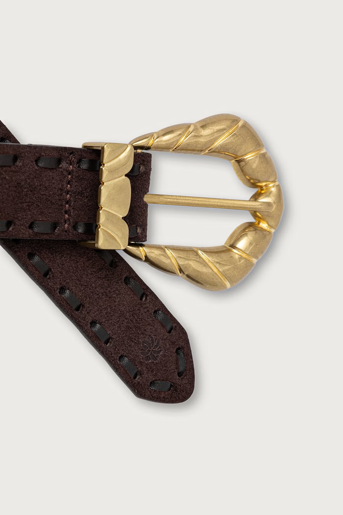 Hoss Intropia pasek damski zamszowy 5024142 brązowy AW26