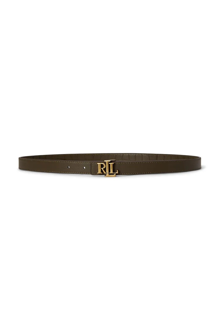 Lauren Ralph Lauren pasek dwustronny damski skórzany 412P15764 zielony AW26