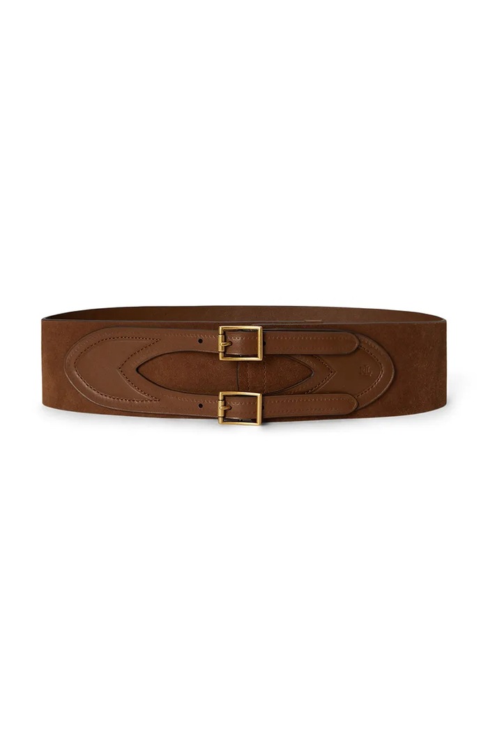 Lauren Ralph Lauren pasek damski skórzany brązowy 412P11811