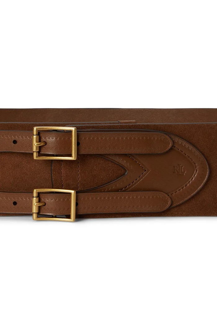 Lauren Ralph Lauren pasek damski skórzany 412P11811 brązowy AW26