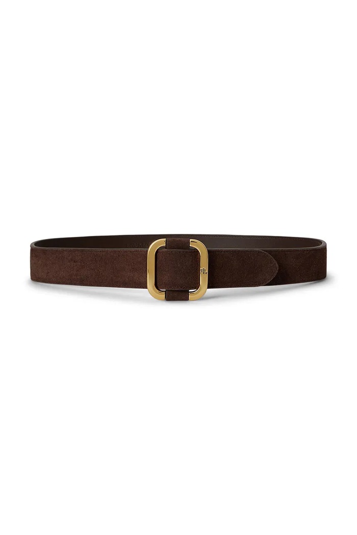 Lauren Ralph Lauren Pasek damski zamszowy brązowy 412951457