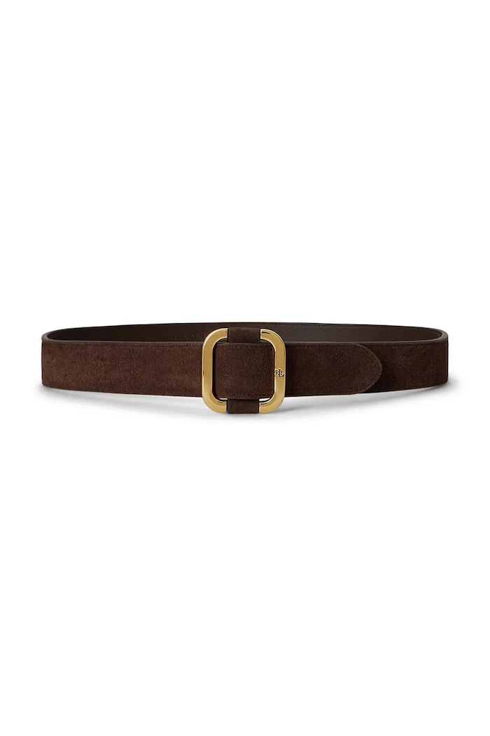 Lauren Ralph Lauren Pasek damski zamszowy brązowy 412951457