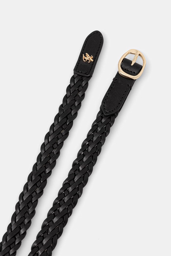 Tommy Hilfiger πλεκτή ζώνη γυναικεία δερμάτινη AW0AW18696 μαύρο AW26