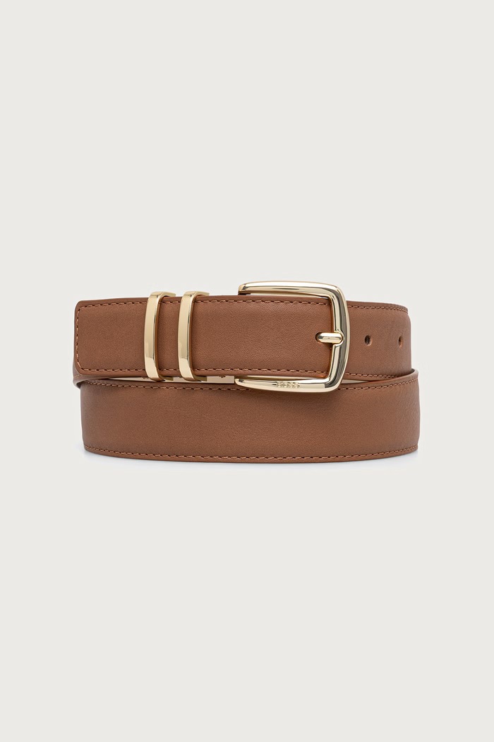 BOSS колан дамски от кожа Plum-ML_Sz30 кафяв 50568472