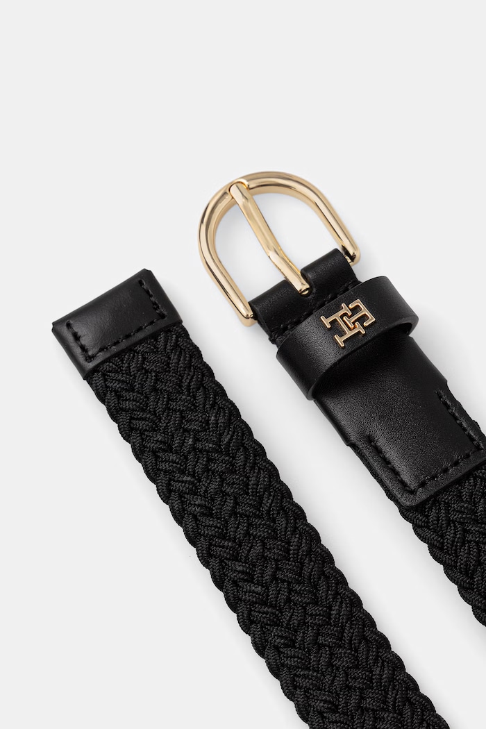 Tommy Hilfiger curea împletită pentru femei AW0AW18690 negru AW26