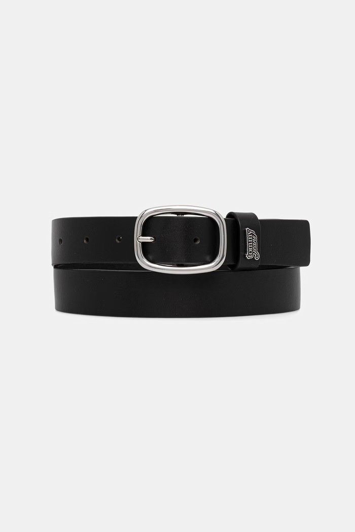Tommy Jeans ζώνη γυναικεία δερμάτινη μαύρο AW0AW18812