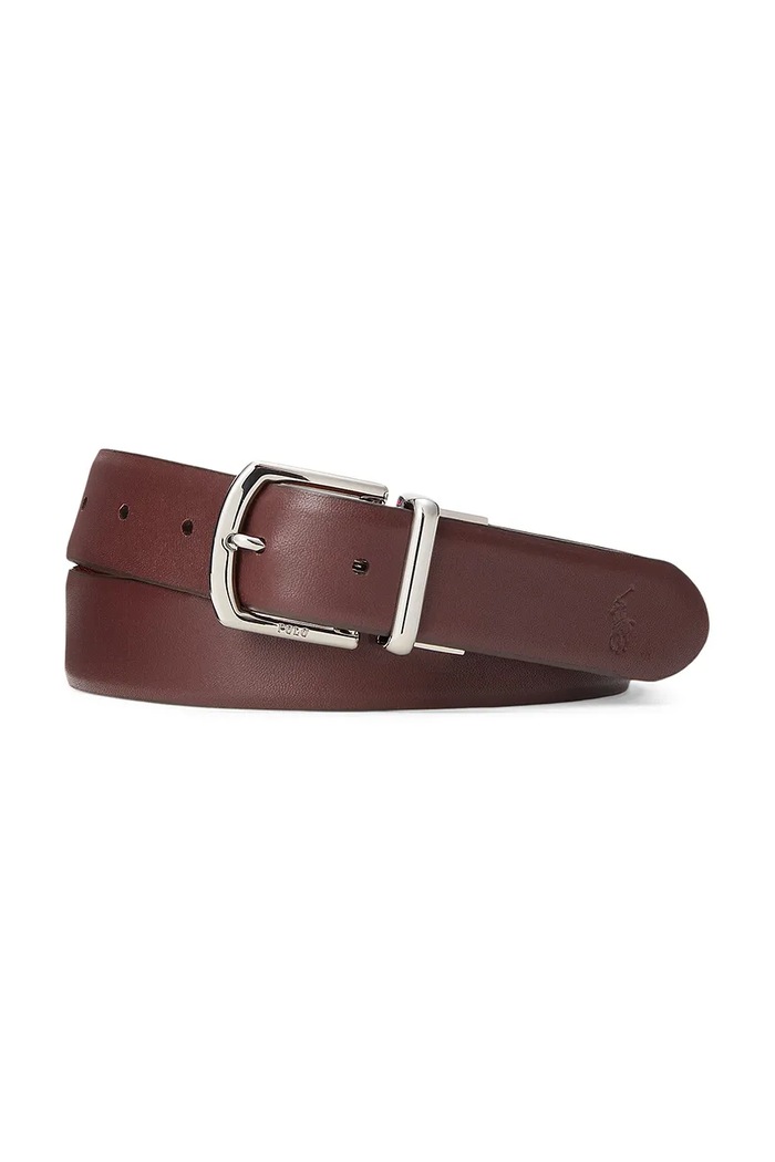 Polo Ralph Lauren Pasek dwustronny męski skórzany bordowy 405800534