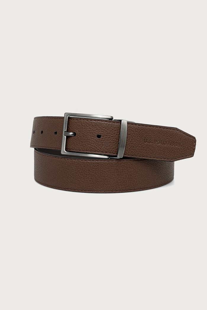 U.S. Polo Assn. Pasek męski DALLAS H35 BONDED WEUDX2644MAJ brązowy AW26