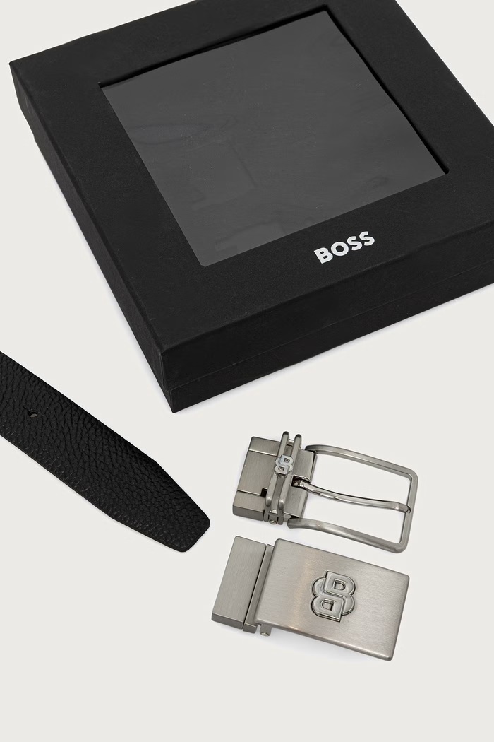 Accesorii BOSS Curea reversibilă pentru bărbați din piele B_Icon_Plq_Gb35_grp 50572925 negru