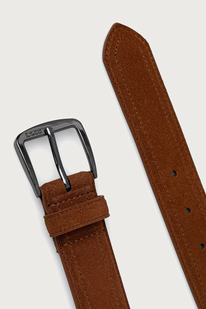 BOSS Opasok pánsky semišový Syhr-SdSw_Sz35 50572907 hnedá AW26