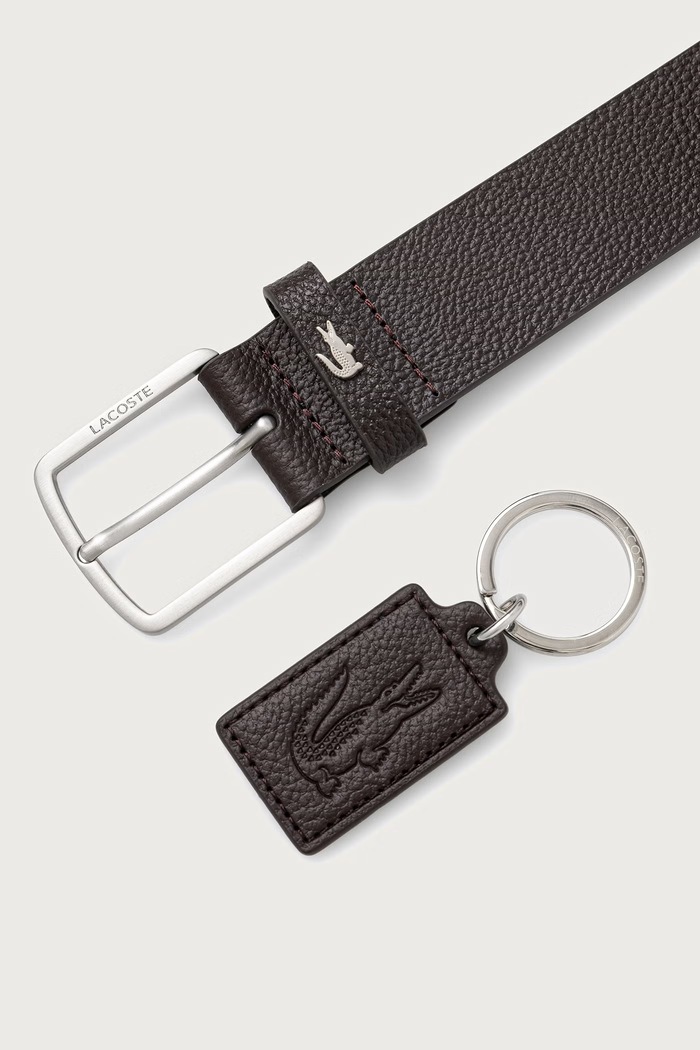 Lacoste Pasek męski skórzany RC4114 brązowy AW26