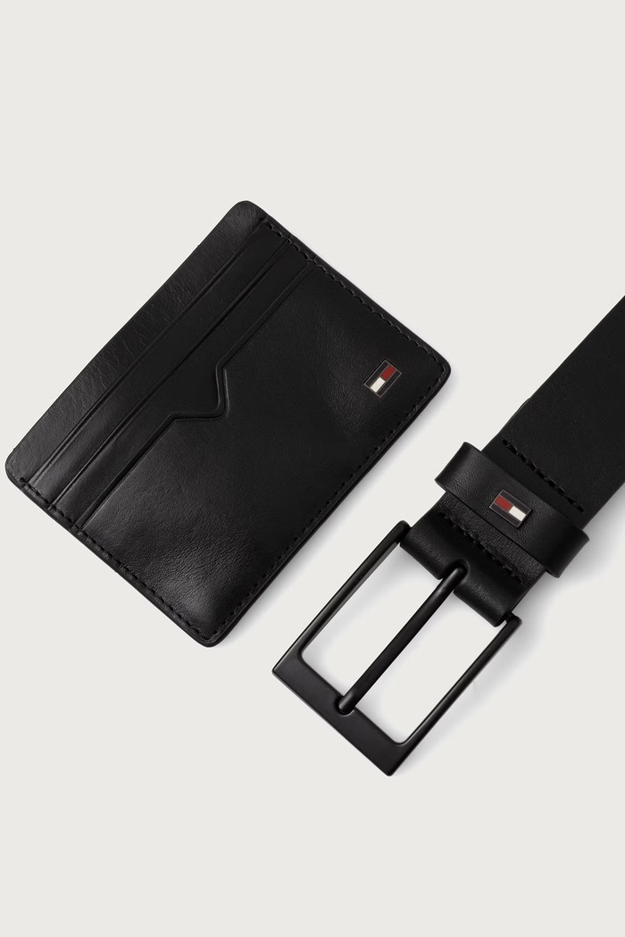 Pas in etui moški usnjeni Tommy Hilfiger črna AM0AM15260